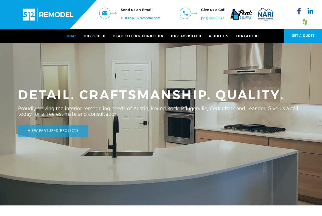 512 Remodel website — Interior Remodeler design example