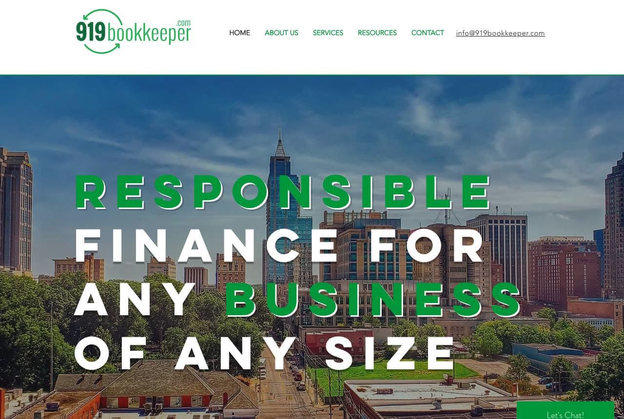 919 Bookkeeper website — Local Bookkeeper design example