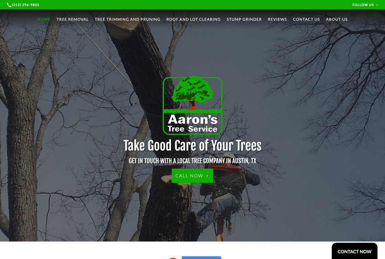 Aaron's Tree Service website — Tree Service design example