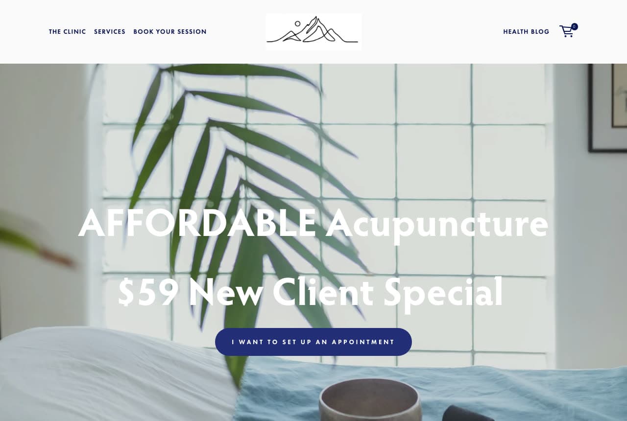 Acupuncture Lounge website — Affordable Acupuncture Clinic design example