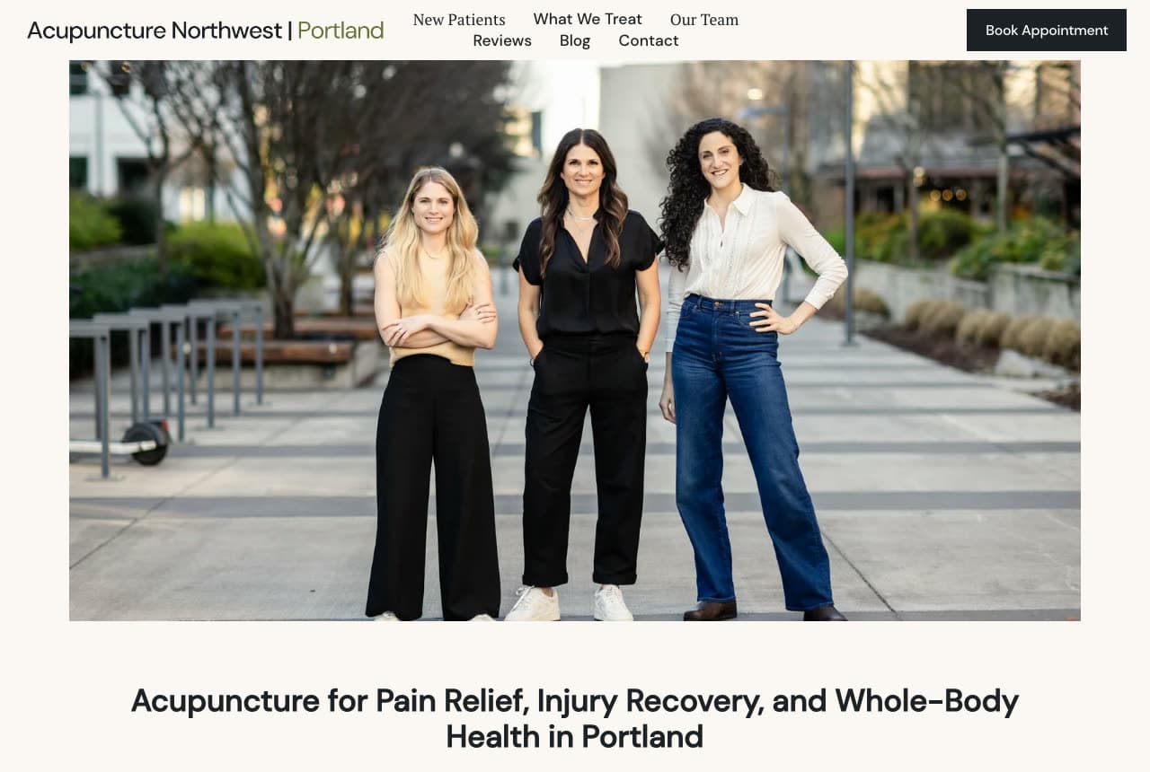 Acupuncture Northwest website — Acupuncture Practice design example