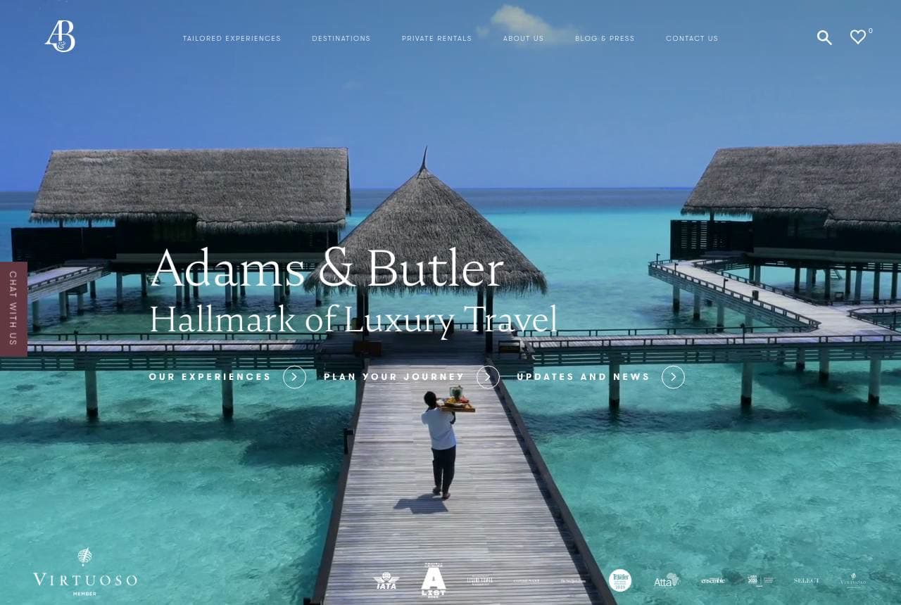 Adams & Butler website — Bespoke Luxury design example