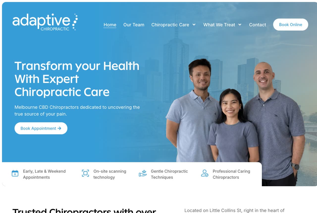 Adaptive Chiropractic website — Chiropractor design example