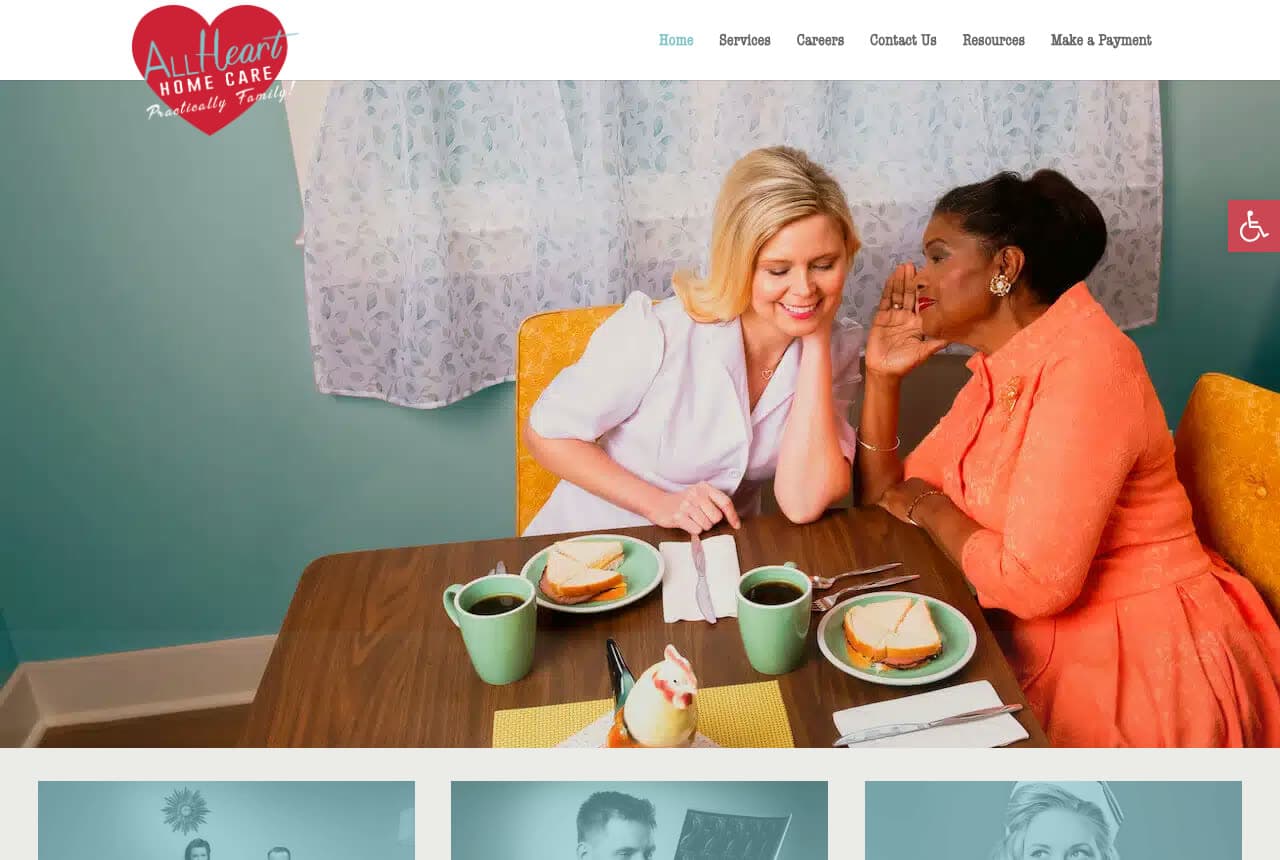 All Heart Home Care website — Home Care design example