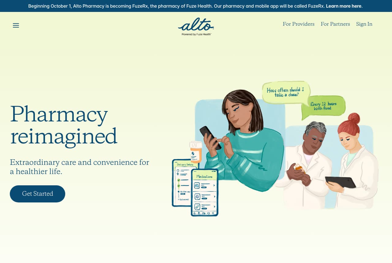 Alto website — App-Based Pharmacy design example