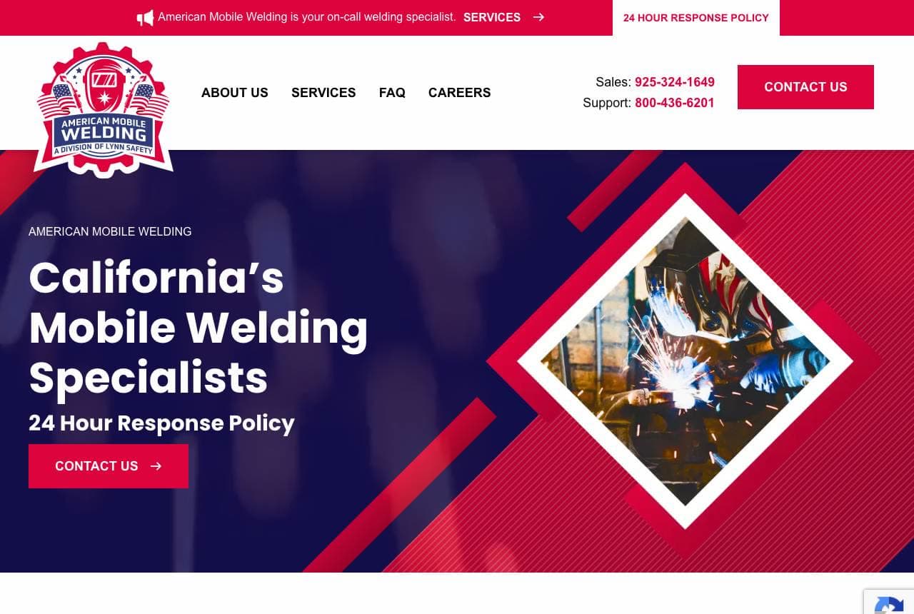 American Mobile Welding website — Mobile Welding design example