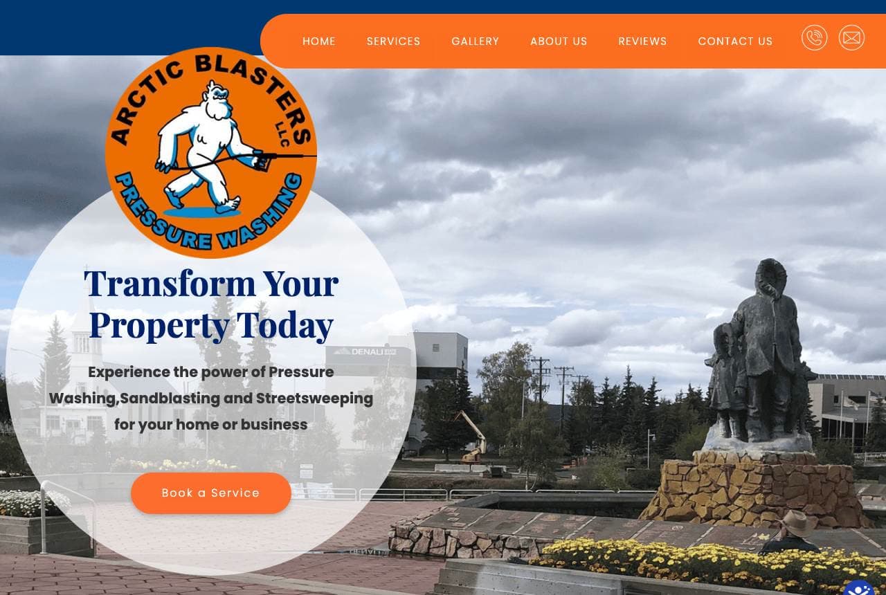 Arctic Blasters website — Pressure Washing design example