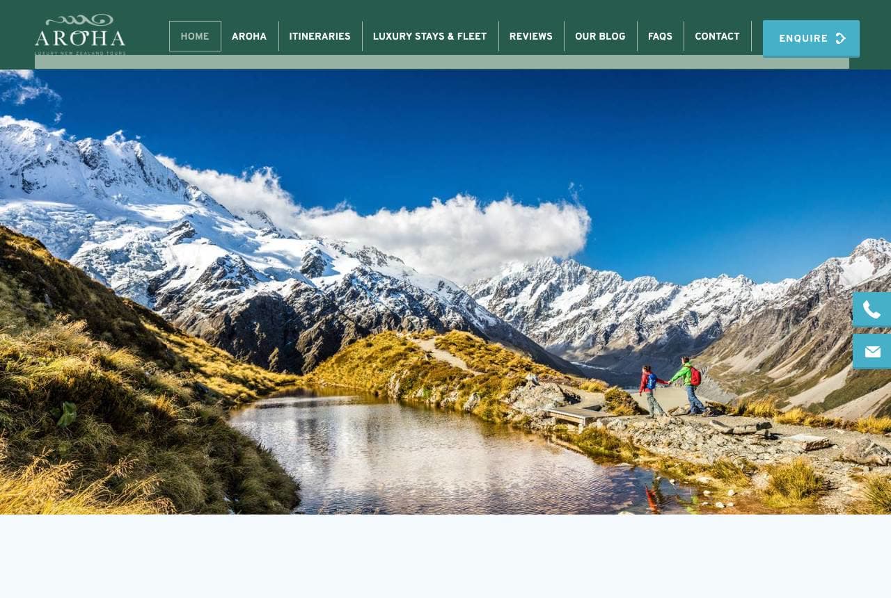 Aroha Tours website — Destination Specialist design example