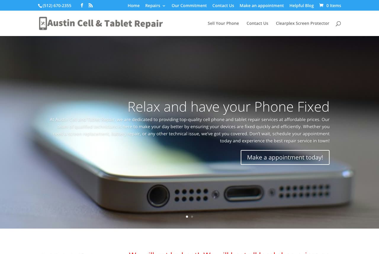 Austin Cell & Tablet Repair website — Phone & Tablet Repair Shop design example