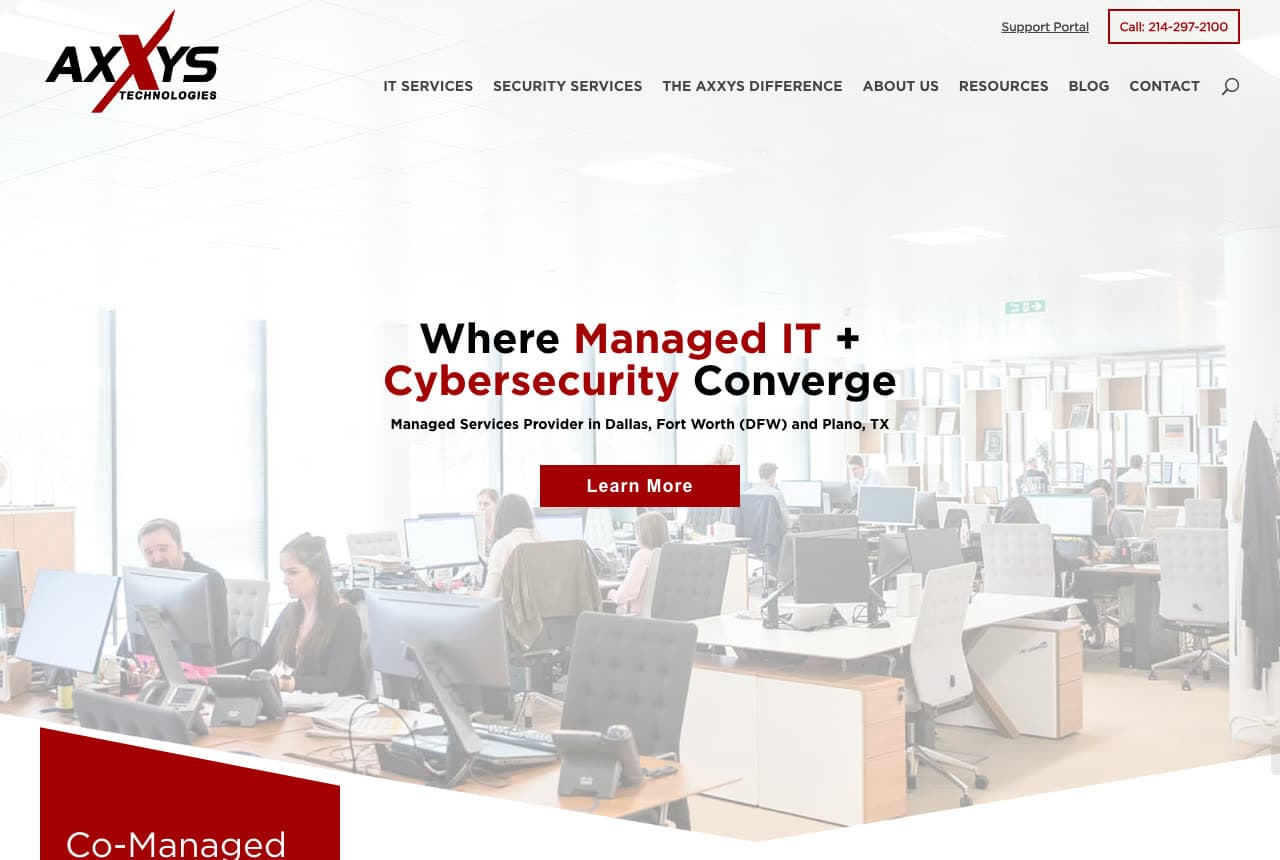 Axxys Technologies website — Managed Services design example