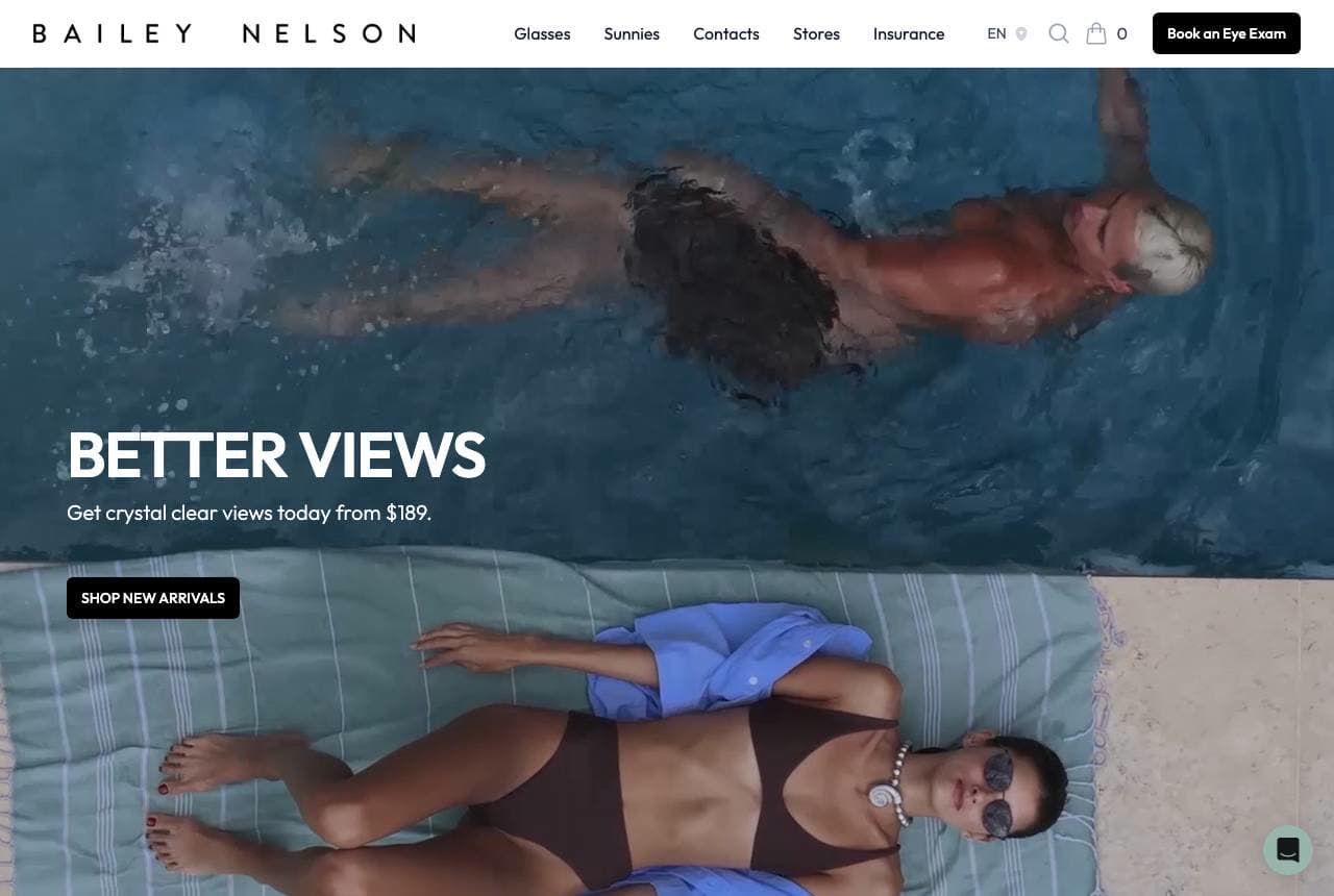 Bailey Nelson website — Accessible Eyewear design example