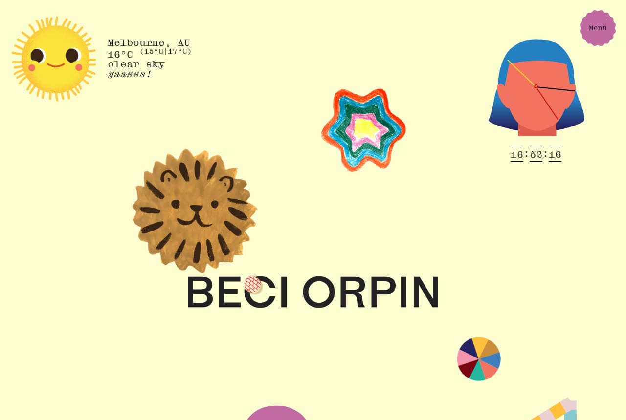 Beci Orpin website — Illustrator Portfolio design example