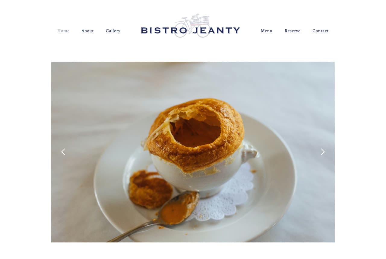 Bistro Jeanty website — Country French Bistro design example