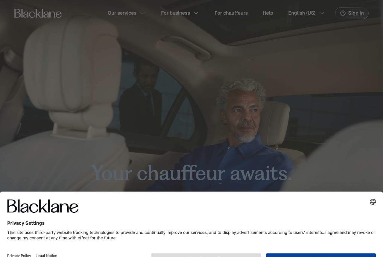 Blacklane website — Chauffeur Service design example