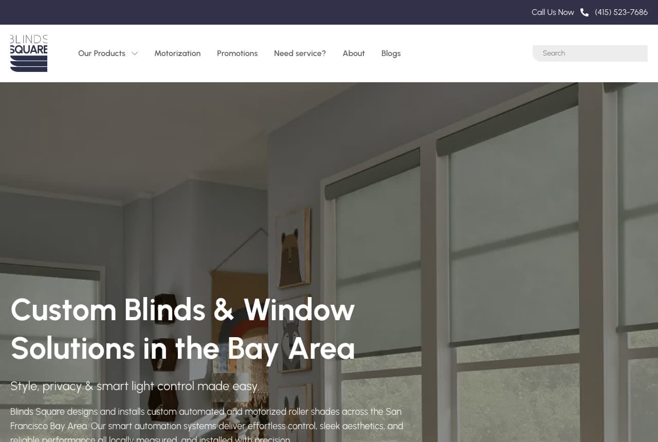 Blinds Square website — Smart Shade Installer design example