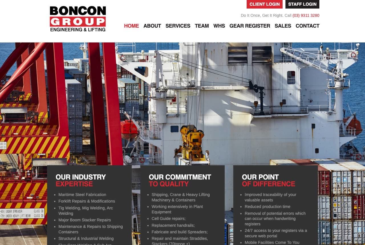 Boncon Group website — Industrial Engineering design example