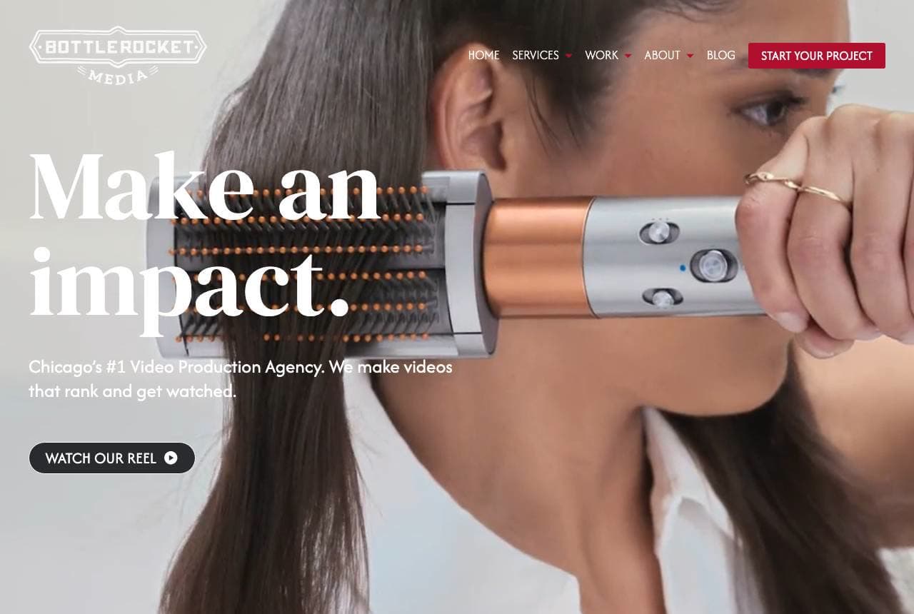 Bottle Rocket Media website — Video Agency design example
