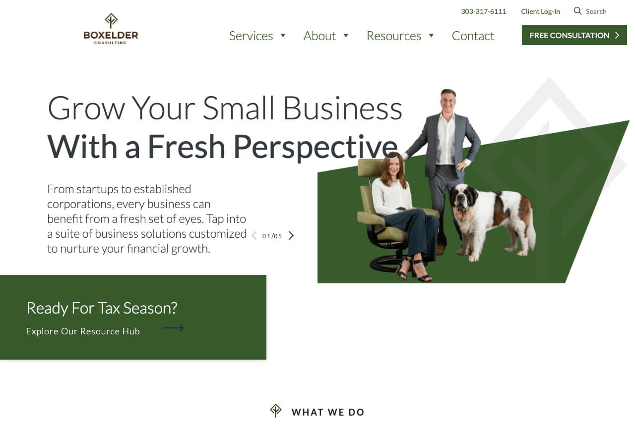 Boxelder Consulting website — Small-Business Accounting & Consulting design example