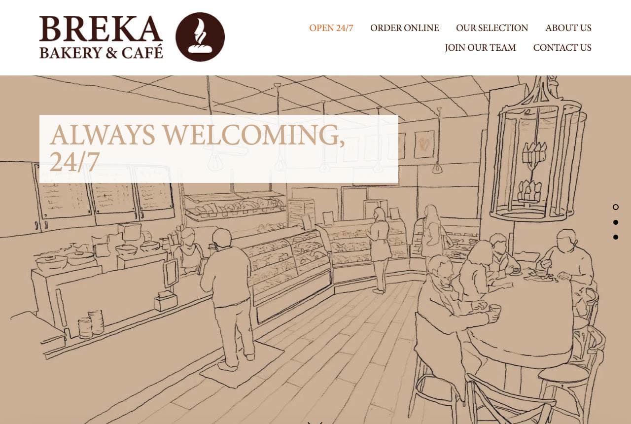 Breka Bakery & Café website — Bakery Café design example