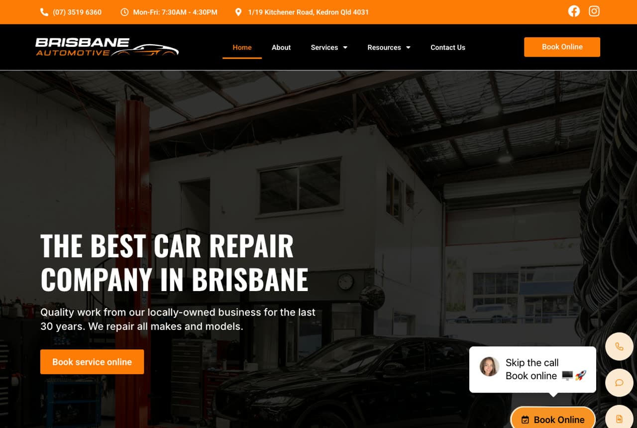 Brisbane Automotive Service website — Car Repair design example