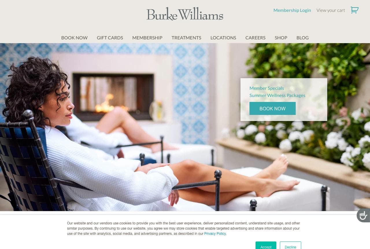 Burke Williams website — Luxury Day Spa design example