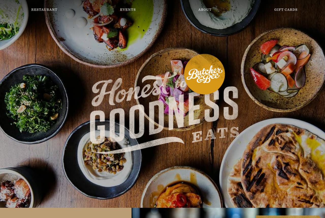 Butcher & Bee website — Restaurant design example