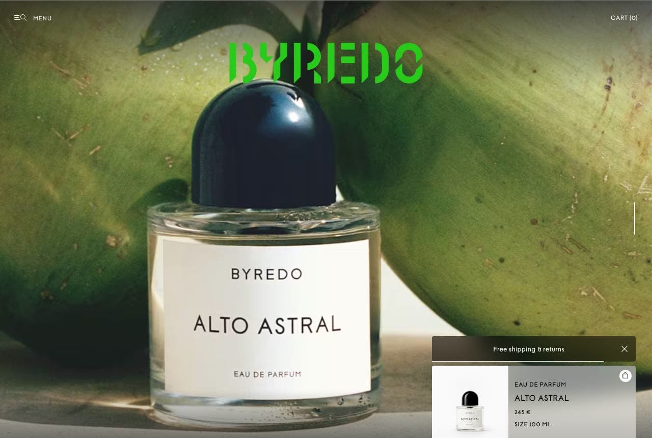 Byredo website — Luxury Fragrance House design example
