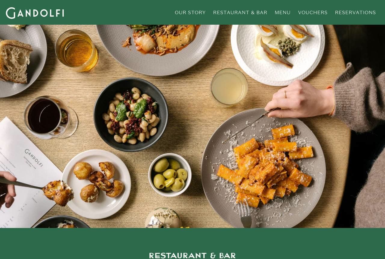 Cafe Gandolfi website — Heritage Café design example