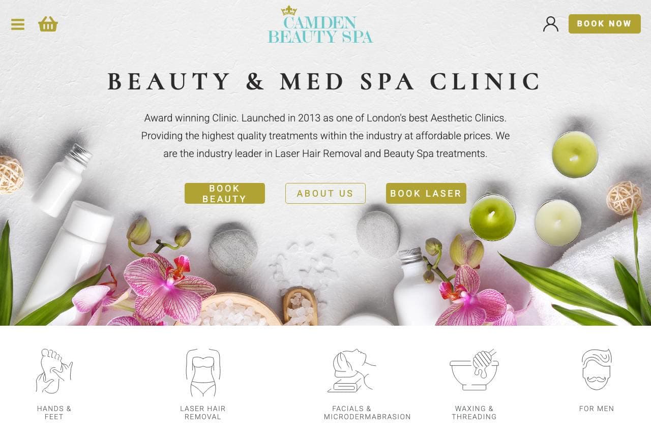 Camden Beauty Spa website — Beauty & Med Spa design example
