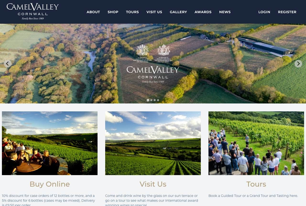 Camel Valley website — English Sparkling design example