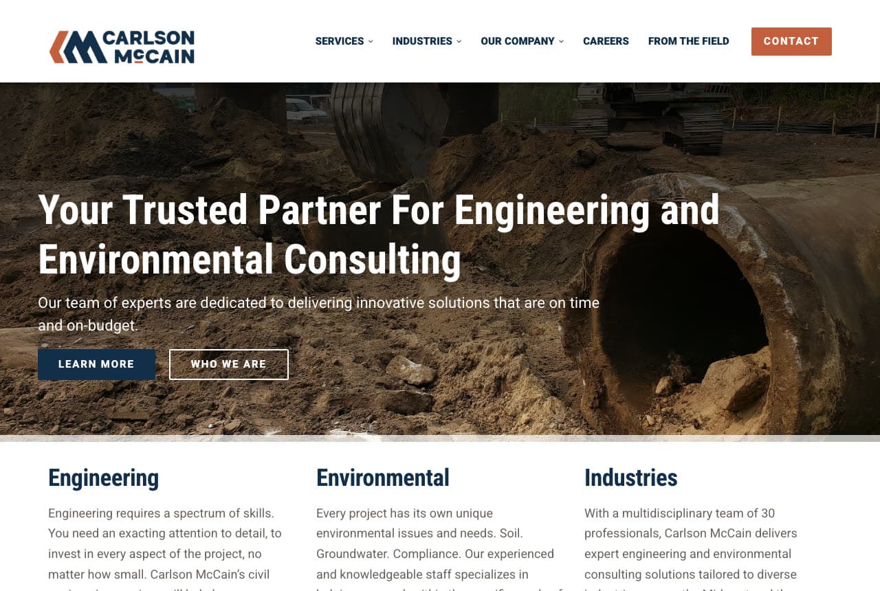 Carlson McCain website — Environmental Consulting design example