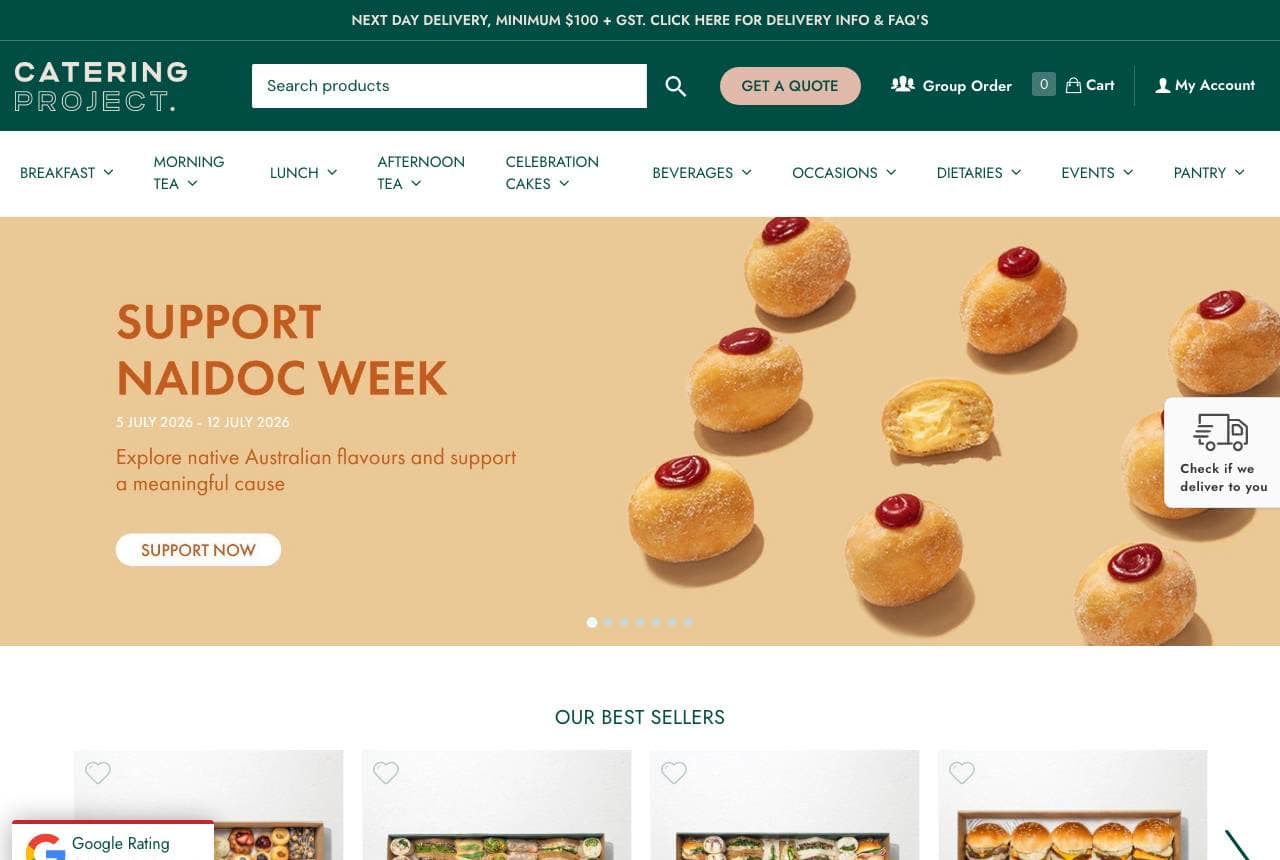 Catering Project website — Corporate Catering design example