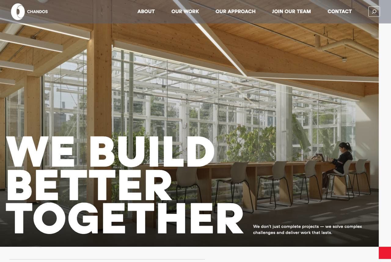 Chandos website — Commercial Construction design example