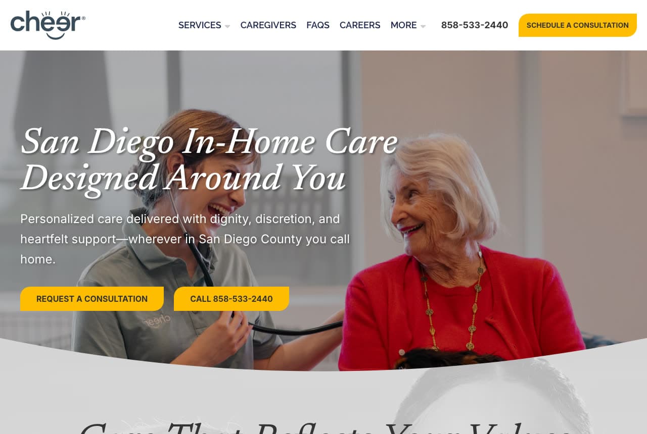 Cheer Home Care website — Private In-Home Care design example