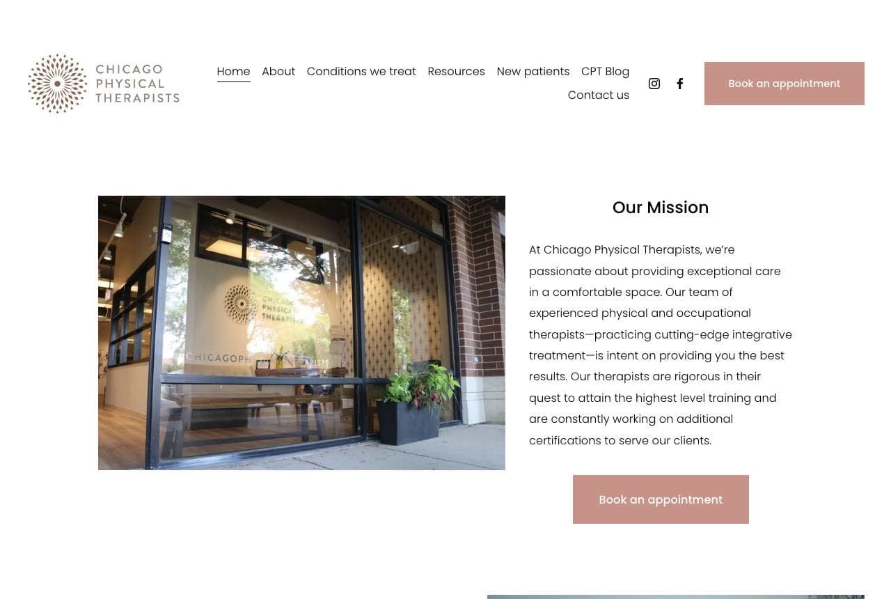 Chicago Physical Therapists website — Boutique PT design example