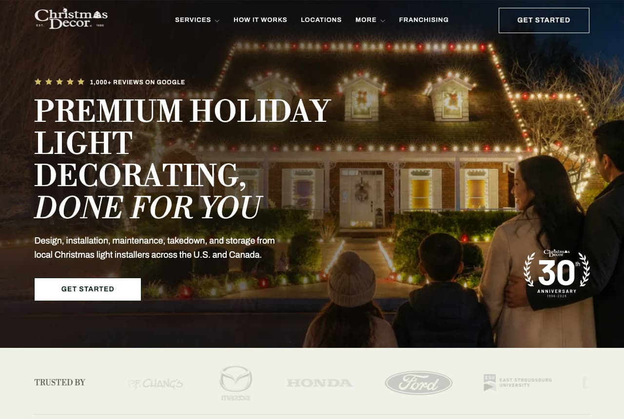 Christmas Decor website — National Installer Network design example