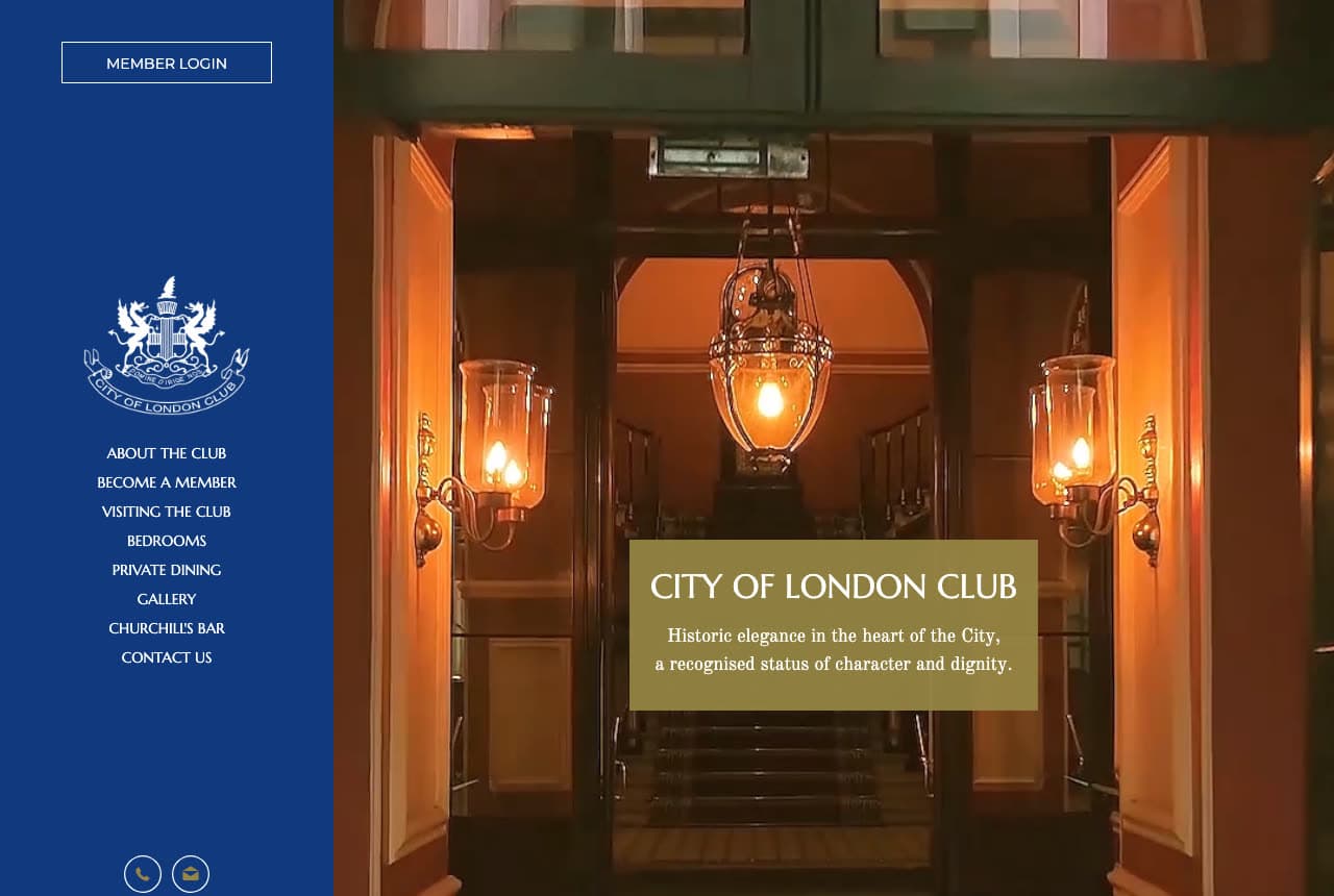 City of London Club website — Private Members Club design example