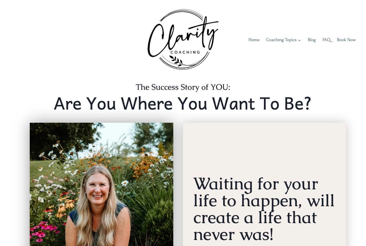 Clarity Coaching website — Life Coaching design example