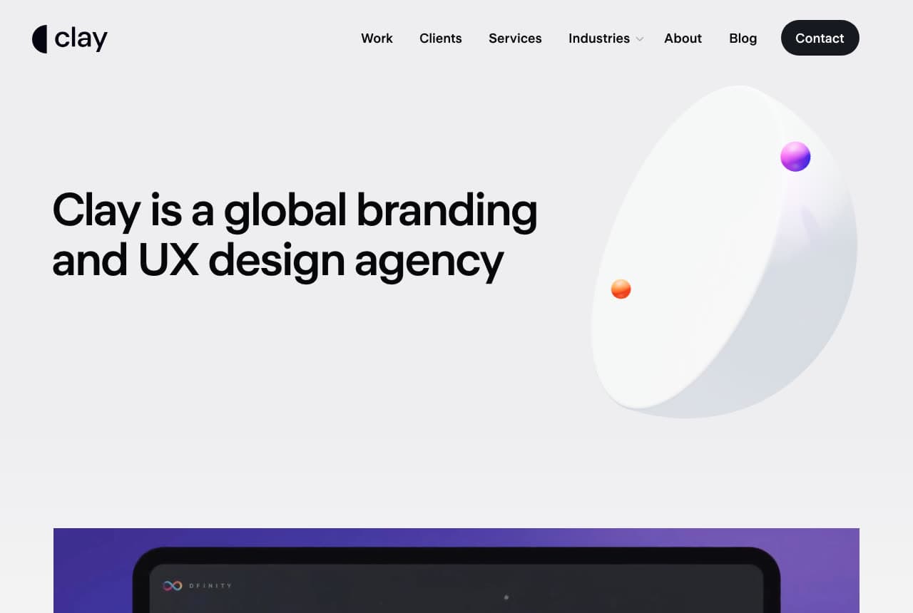 Clay website — UX Agency design example