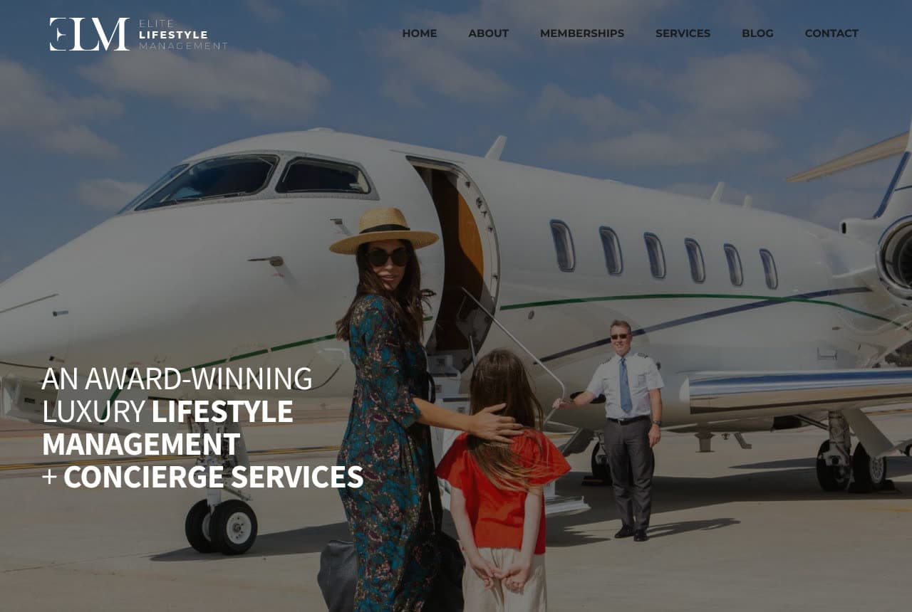 Elite Lifestyle Management website — Lifestyle Management design example