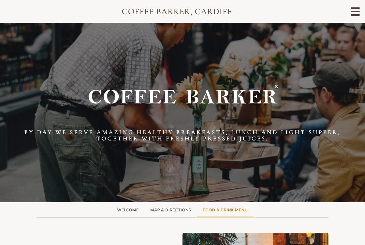 Coffee Barker website — All-Day Café design example