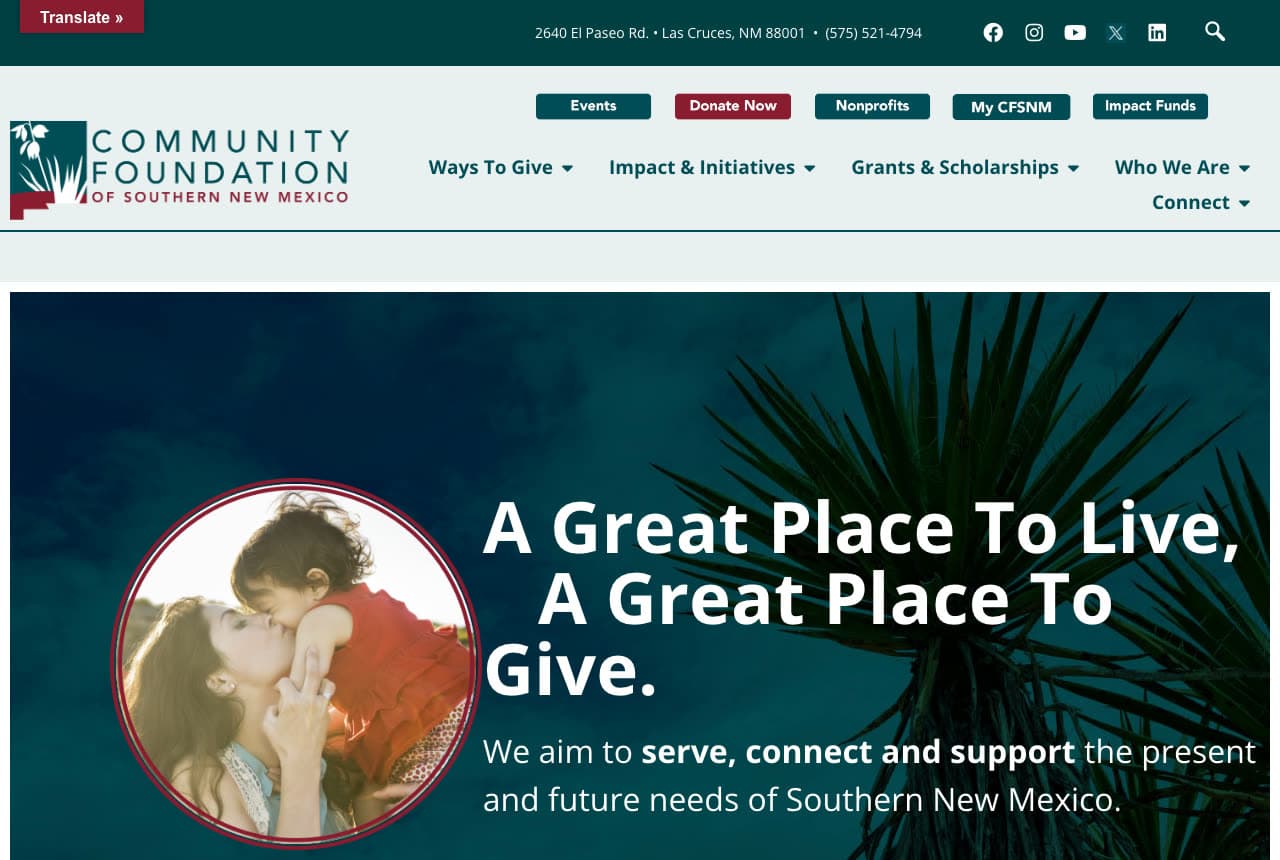 Community Foundation of Southern New Mexico website — Community Foundation design example