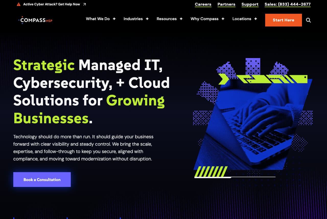 CompassMSP website — Managed IT design example