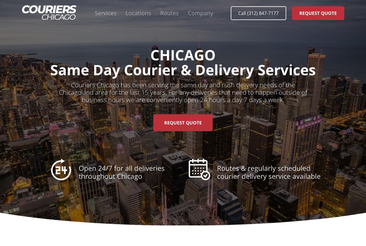 Couriers Chicago website — Same-Day Courier design example