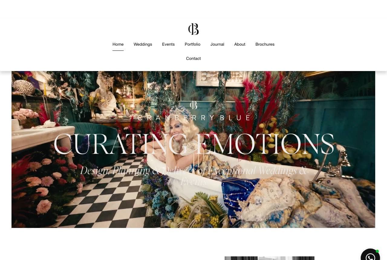 Cranberry Blue website — Luxury Weddings design example