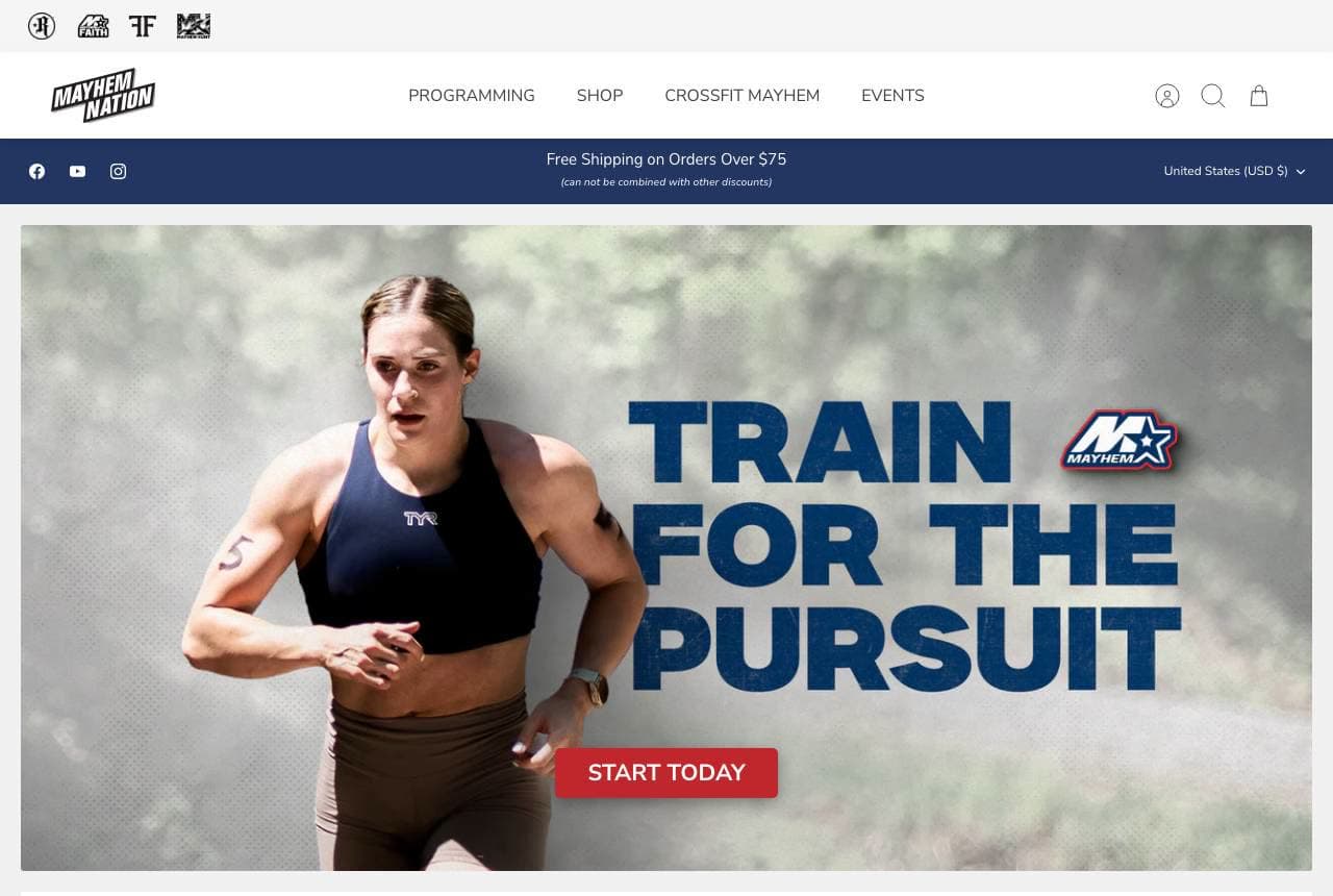 CrossFit Mayhem website — Elite Coaching Brand design example