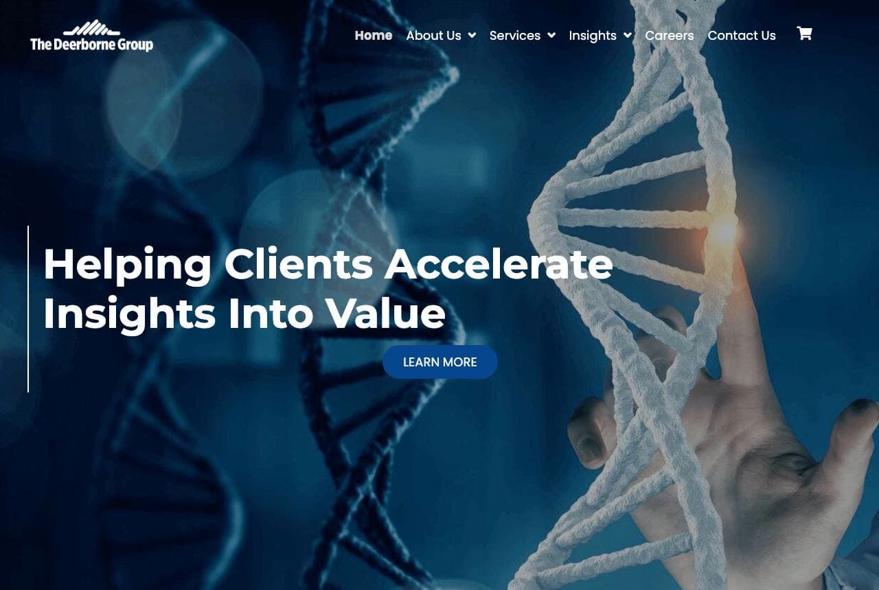 The Deerborne Group website — Biotech Consulting design example