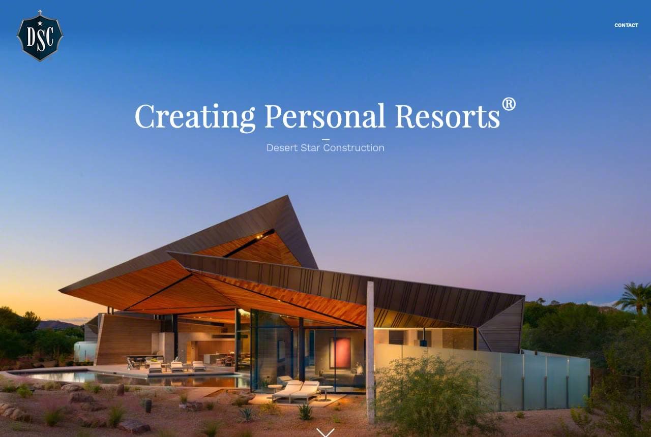 Desert Star Construction website — Luxury Custom Homes design example