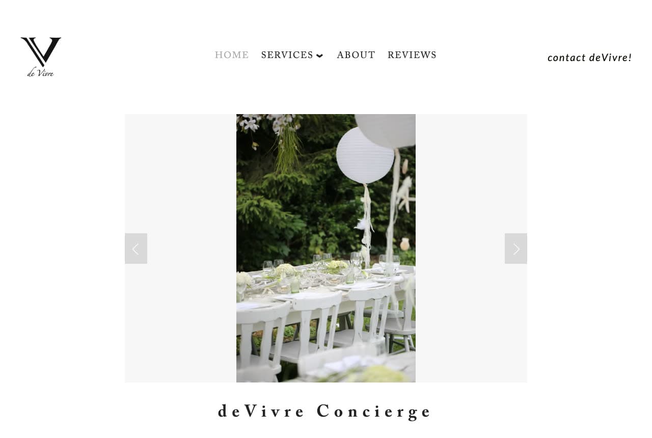 deVivre Concierge website — Boutique Concierge design example