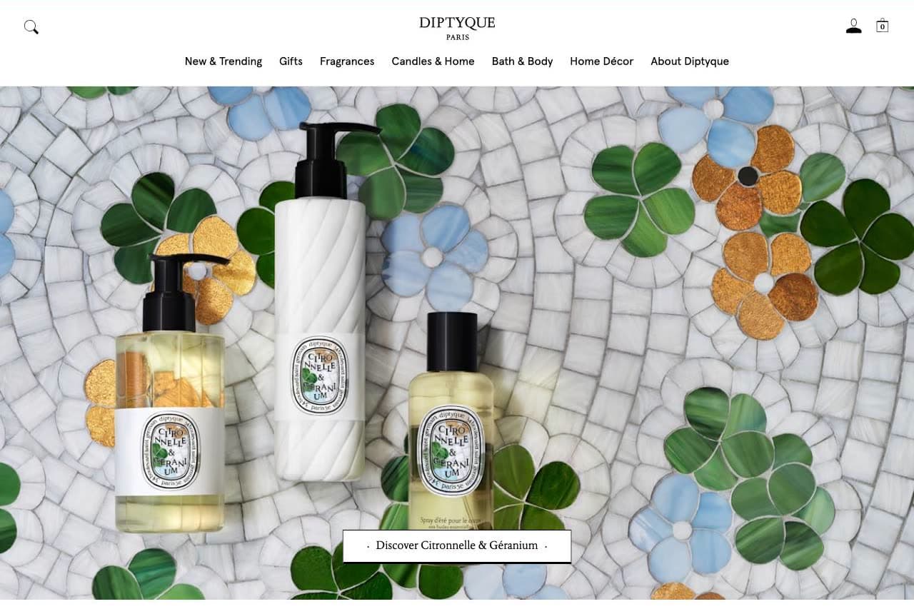 Diptyque website — Heritage Maison design example